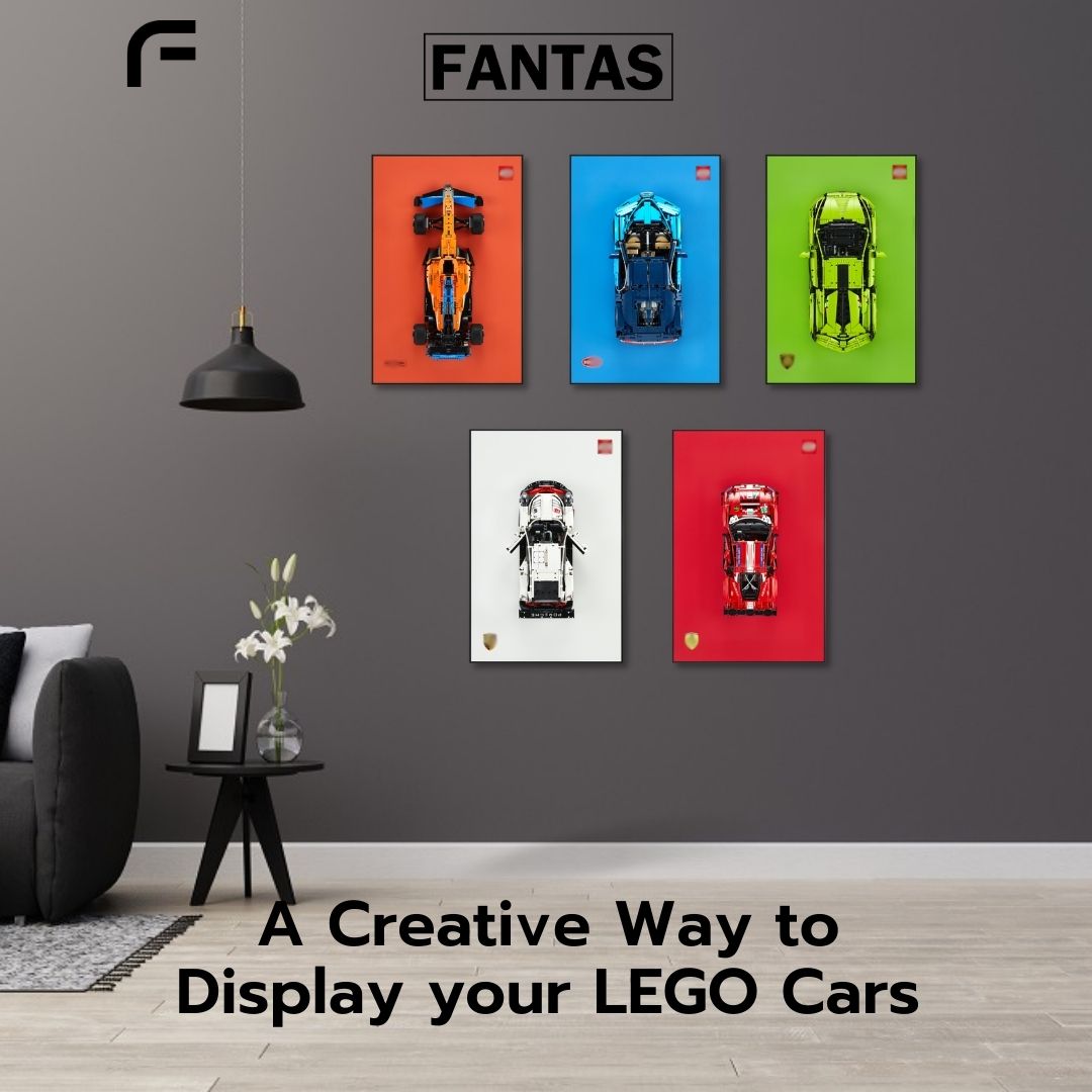 Classic Leather Wall Mount Display for LEGO® Technic™ Bugatti Blue