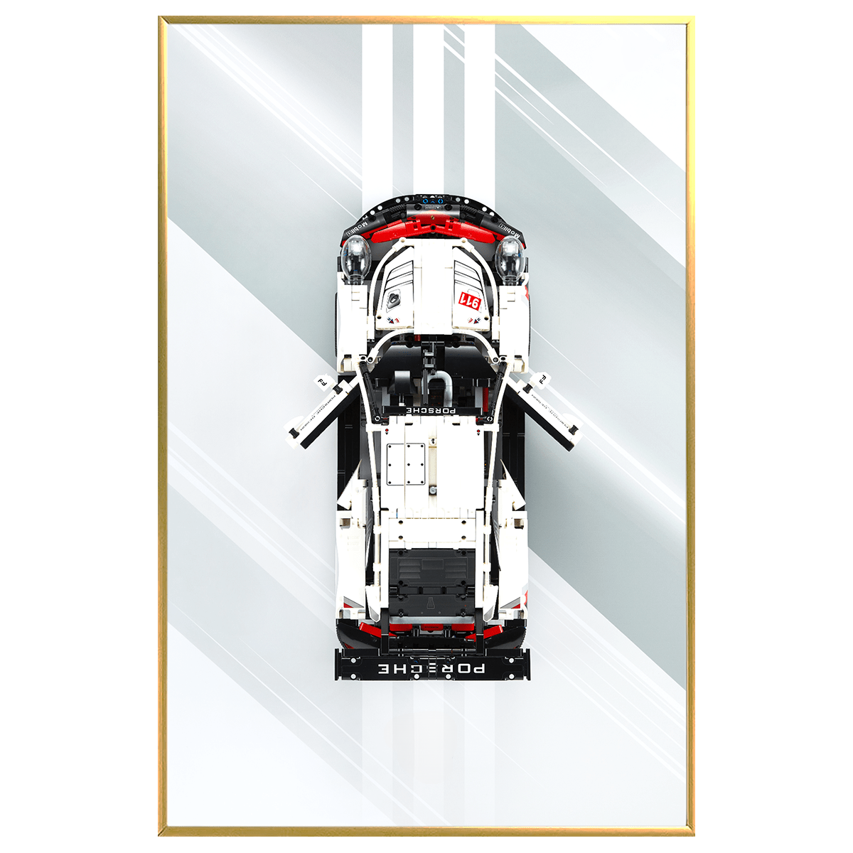 Acrylic Top-Speed Wall Mount Display for LEGO® Technic™ Porsche White