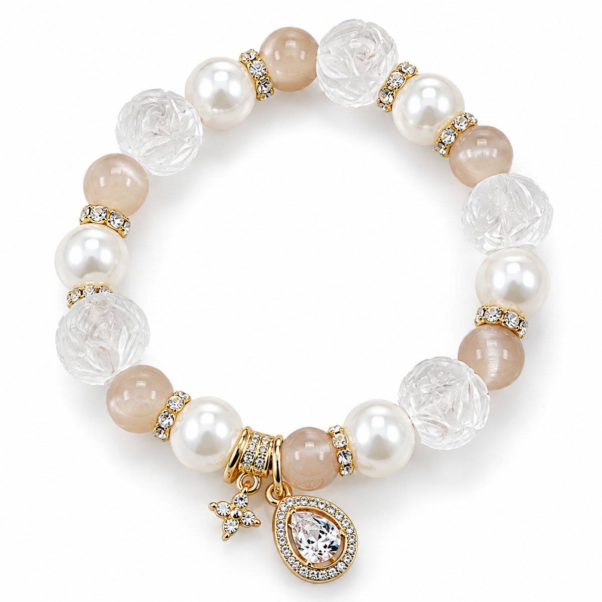 Ivory Flower Language Crystal Bracelet