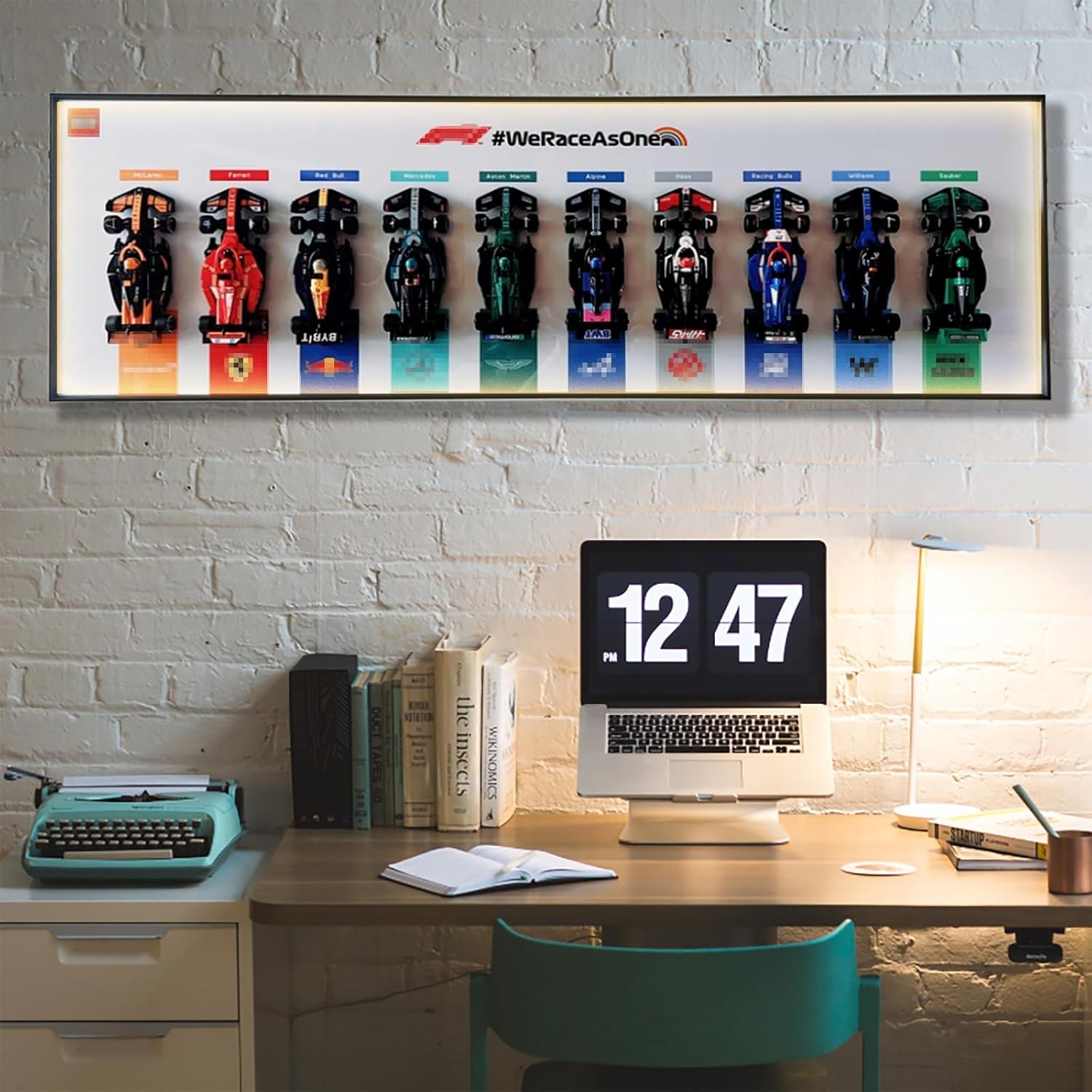 Classic Wall Mount Display for LEGO® F1 Speed Champions - Compatible with 10 Magnetic Racing Cars
