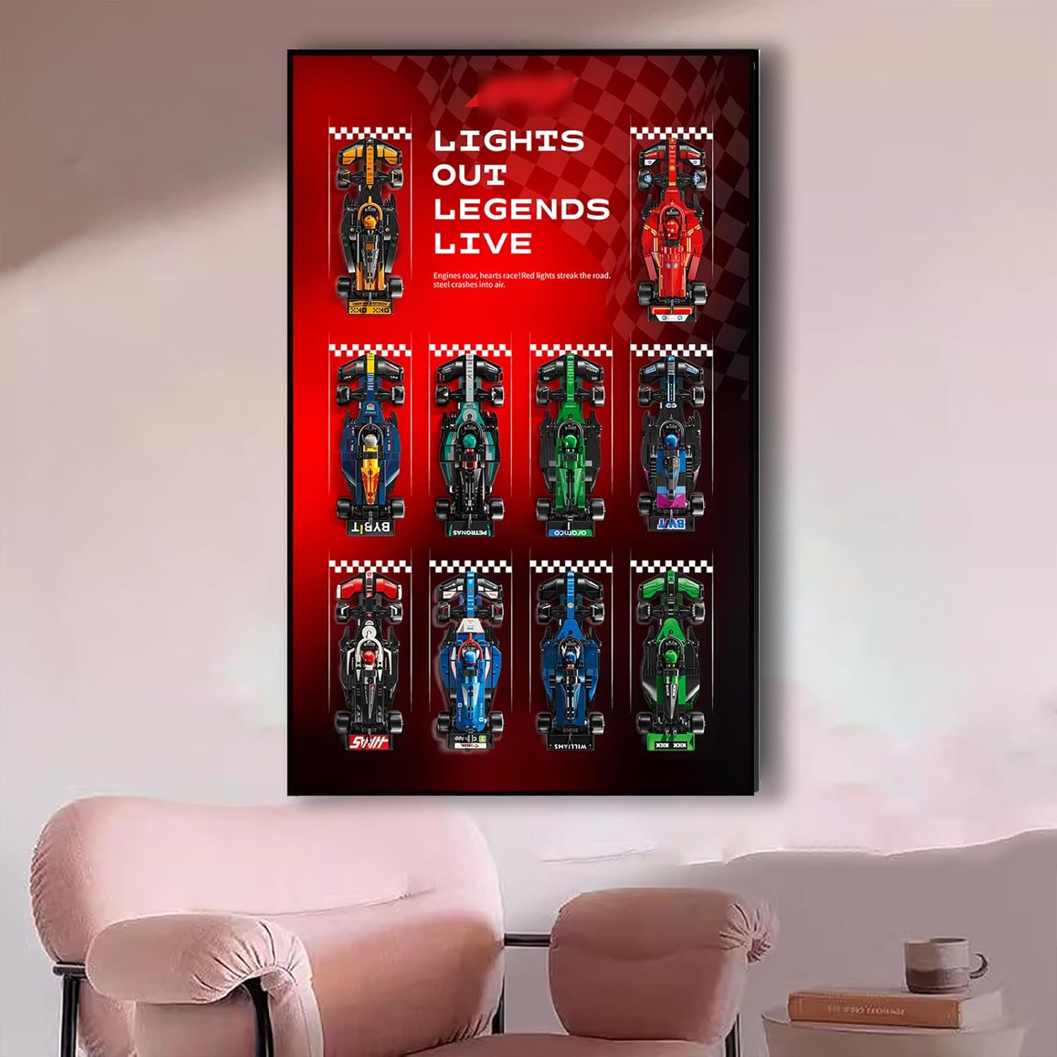 Classic Leather Wall Mount Display for LEGO® Speed Champions 10-in-1 F1 77242,77243,77244,77245,77246,77247