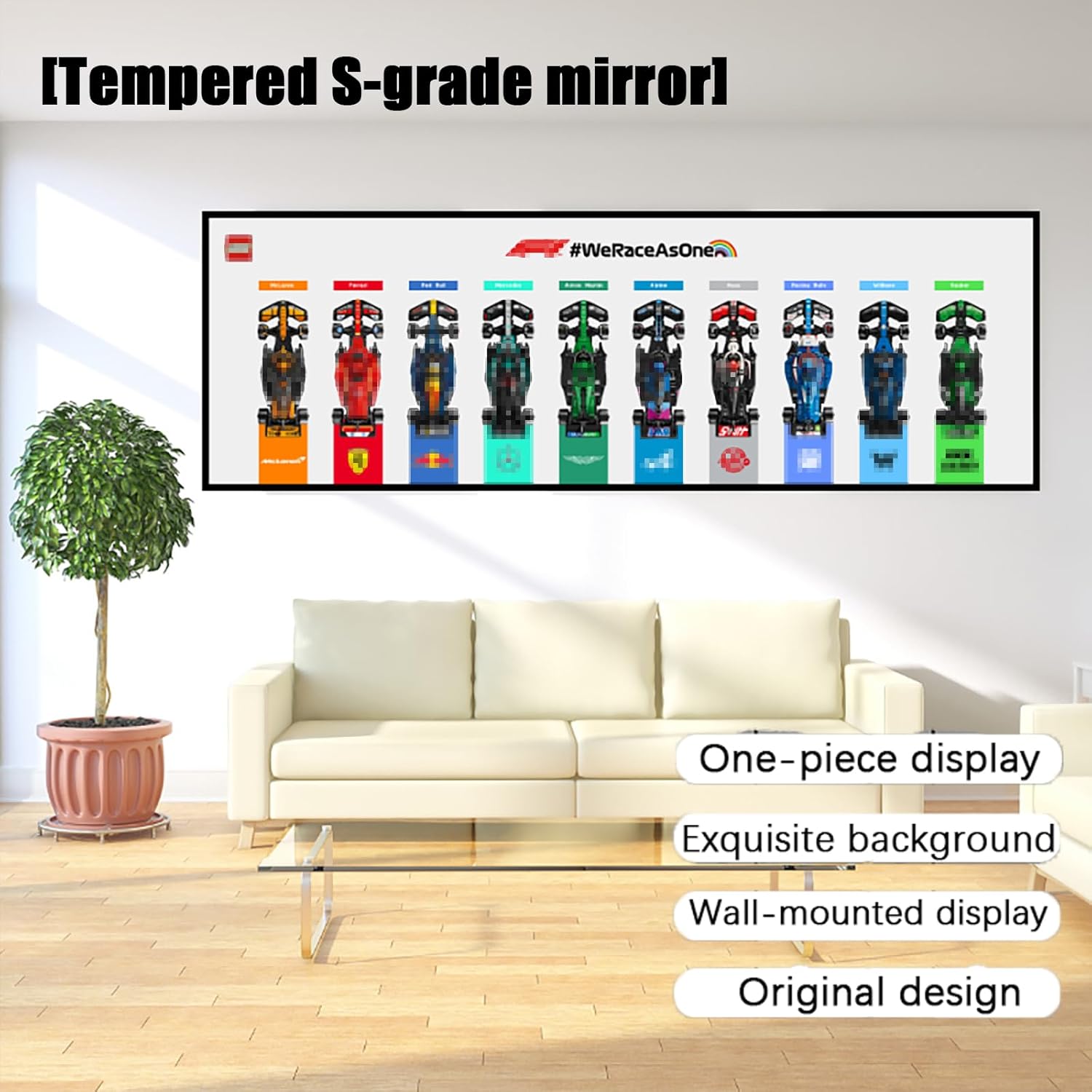 Classic Wall Mount Display for LEGO® F1 Speed Champions - Compatible with 10 Magnetic Racing Cars