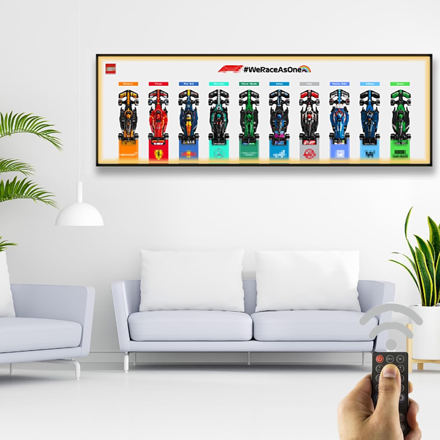 Classic Wall Mount Display for LEGO® F1 Speed Champions - Compatible with 10 Magnetic Racing Cars