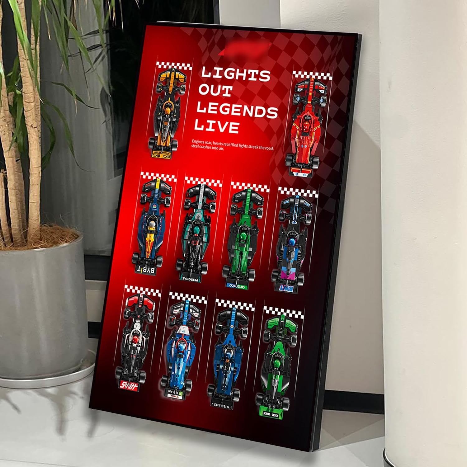 Classic Leather Wall Mount Display for LEGO® Speed Champions 10-in-1 F1 77242,77243,77244,77245,77246,77247