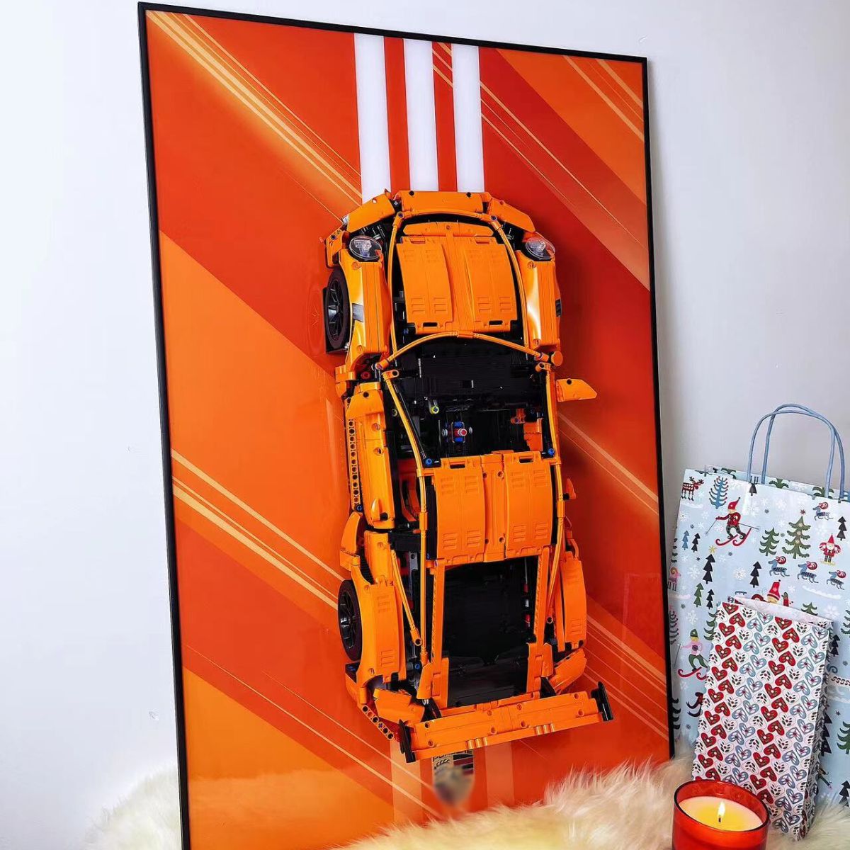Acrylic Top-Speed Wall Mount Display for LEGO® Technic™ McLaren/Porsche Orange