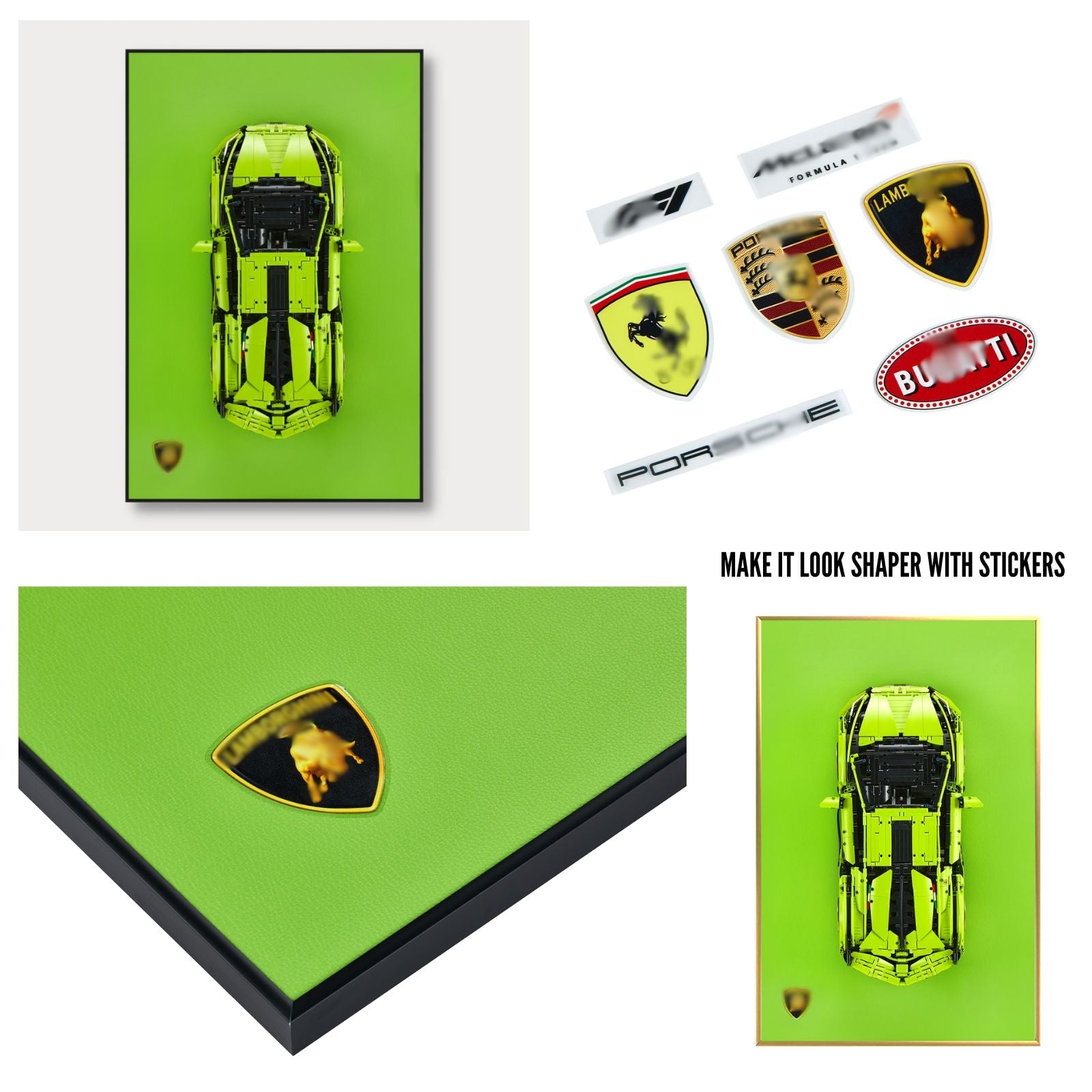 Classic Leather Wall Mount Display for LEGO® Technic™ Lambo Green