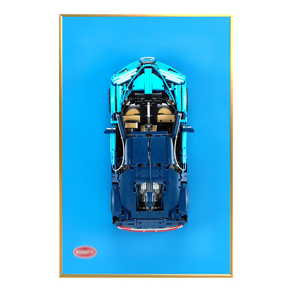 Classic Leather Wall Mount Display for LEGO® Technic™ Bugatti Blue
