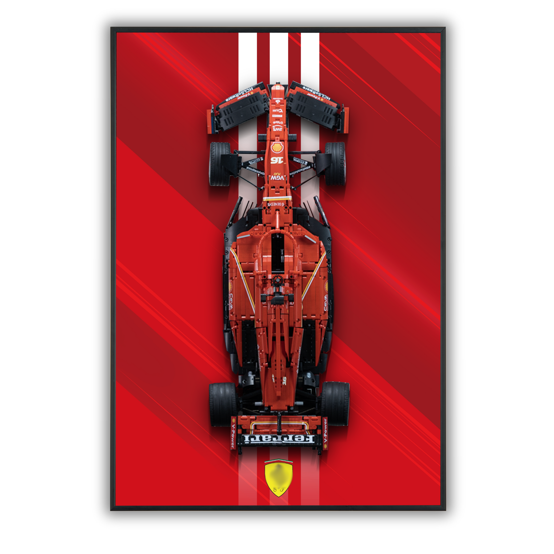 Acrylic Top-Speed Wall Mount Display for LEGO® Technic™ Ferrari Red