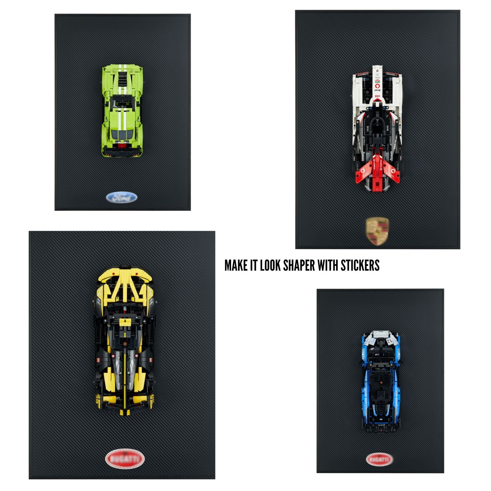 Classic Leather Wall Mount Display for Compact LEGO® Technic™ Carbon Fiber Black