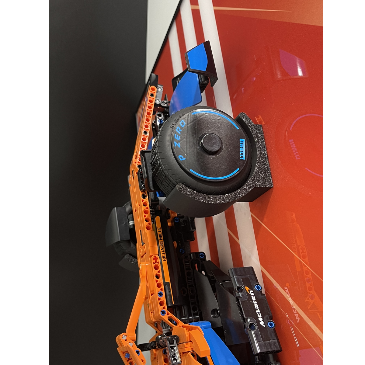 Classic Leather Wall Mount Display for LEGO® Technic™ Mclaren P1 Yellow 42172