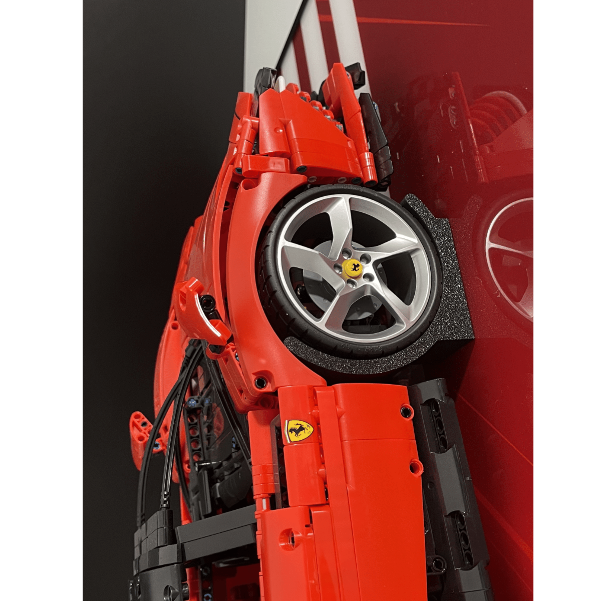 Classic Leather Wall Mount Display for LEGO® Technic™ Ferrari Red