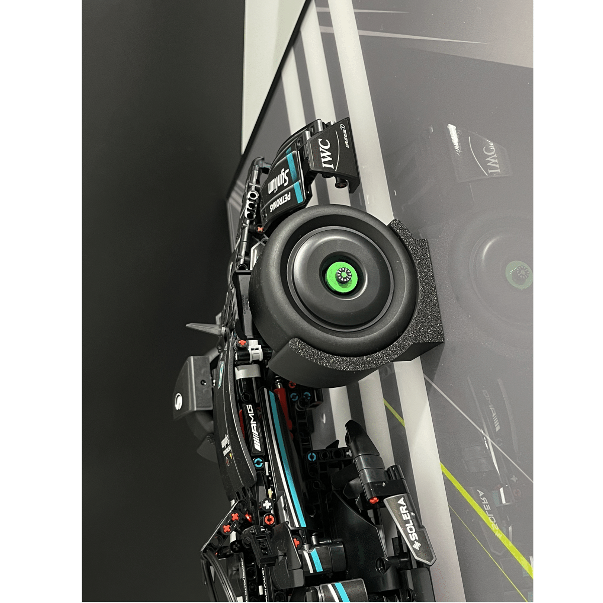 Classic Leather Wall Mount Display for Compact LEGO® Technic™ Carbon Fiber Black