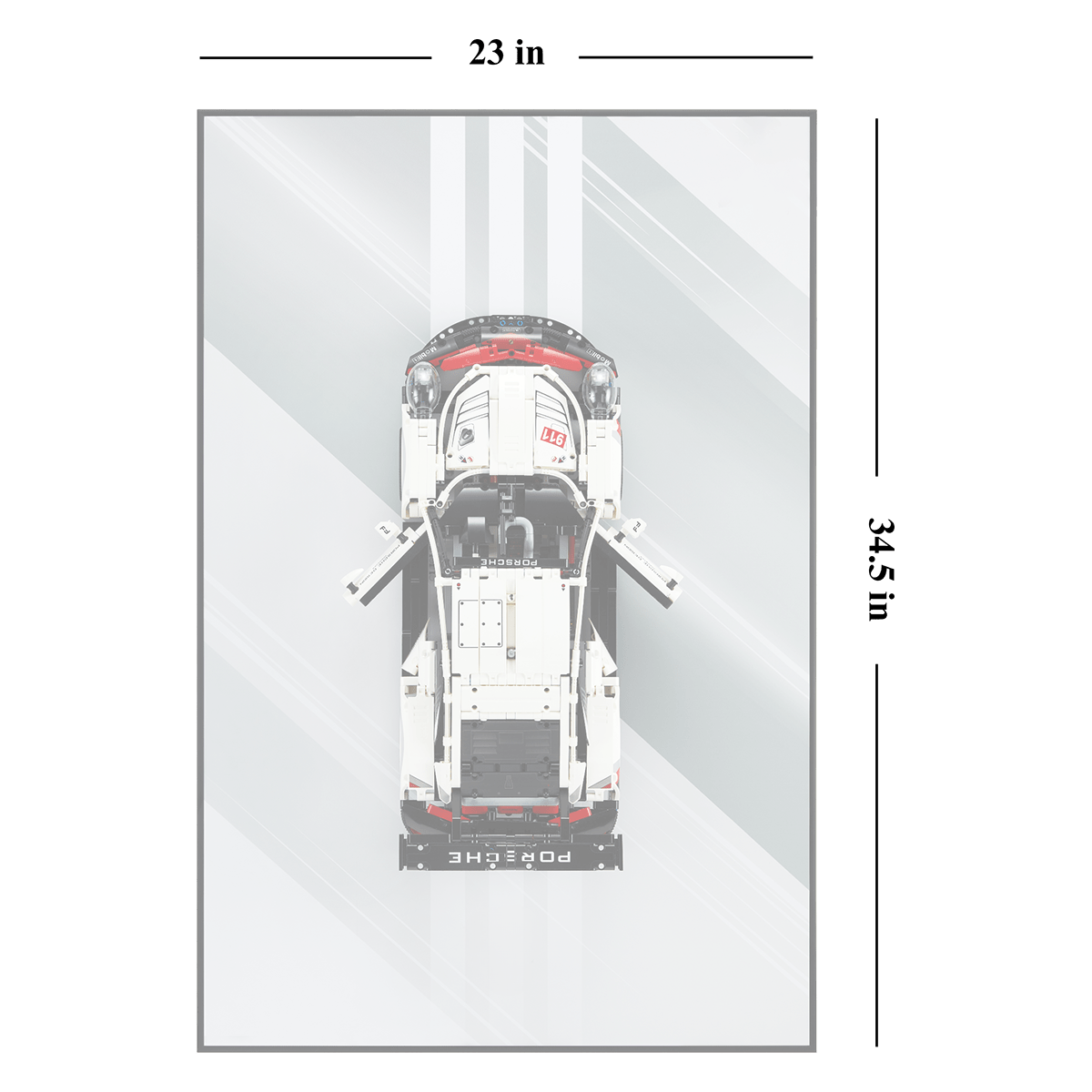 Acrylic Top-Speed Wall Mount Display for LEGO® Technic™ Porsche White