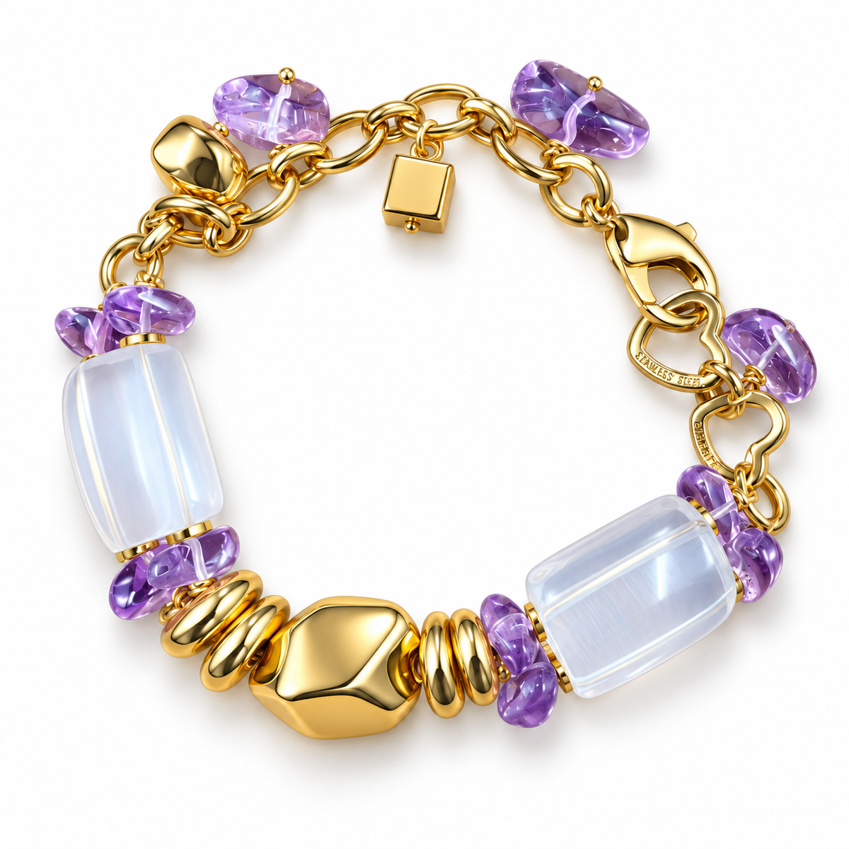 Gold-plated amethyst vintage-style bracelet