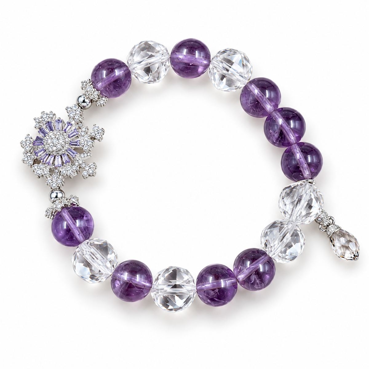 Amethyst Snowflake Crystal Bracelet