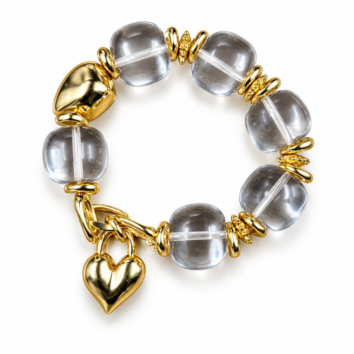 Smoky Quartz Heart Crystal Bracelet