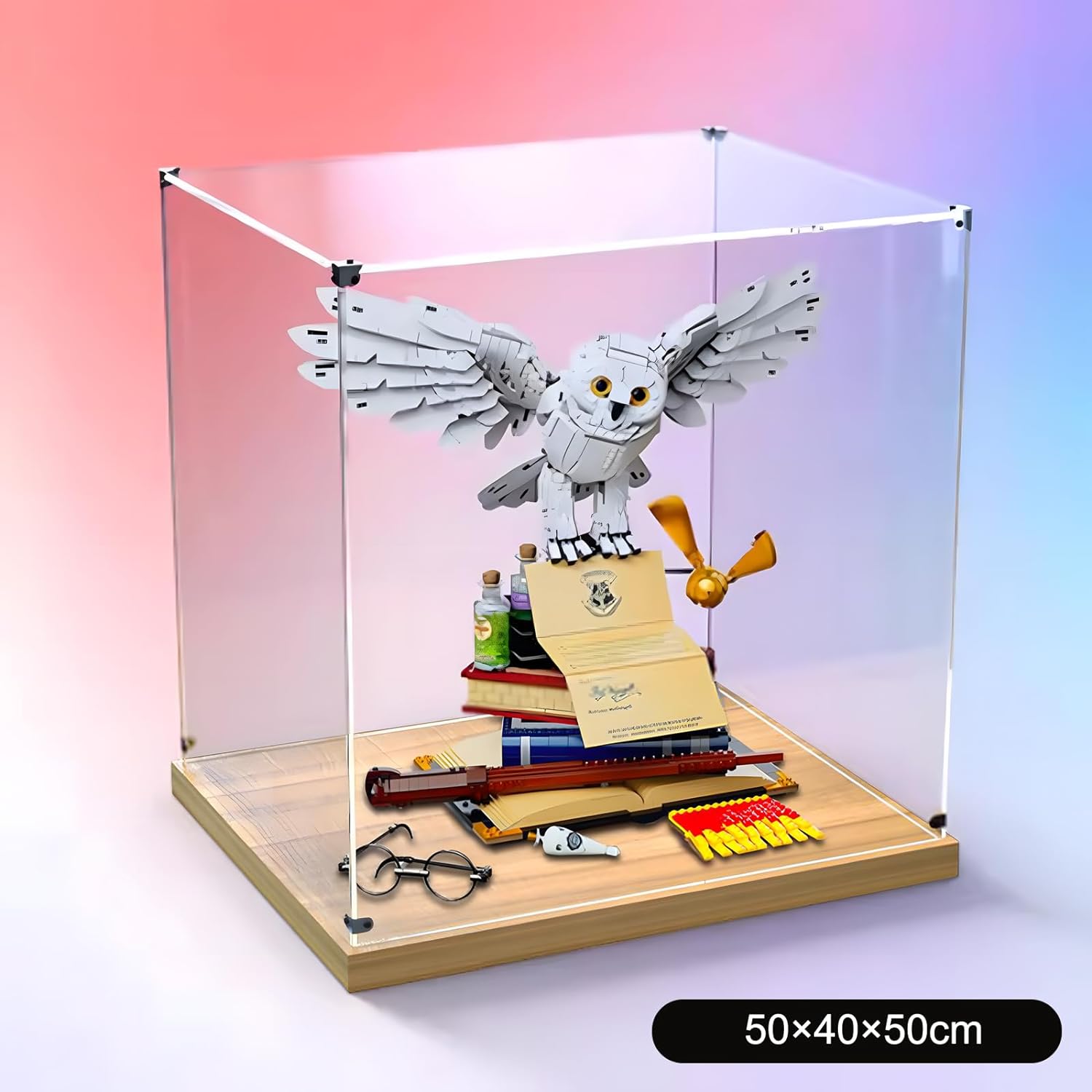 Acrylic Display Case for LEGO 76391 Hogwarts Hedwig Model, Dimensions: 50×40×50cm (Case Only, No Model) (A)