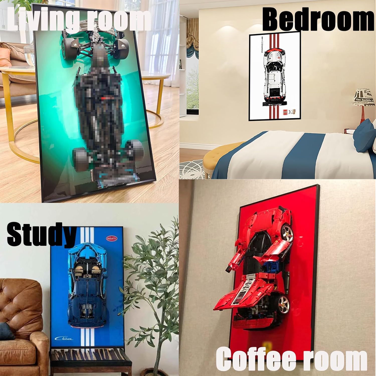 Classic Leather Wall Mount Display for LEGO® Speed Champions 10-in-1 F1 77242,77243,77244,77245,77246,77247