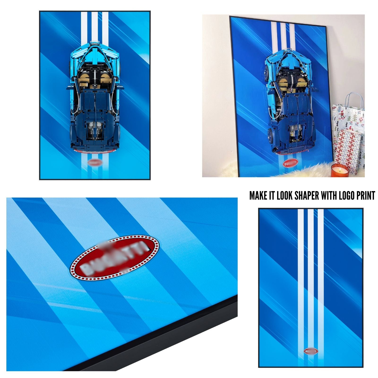 Acrylic Top-Speed Wall Mount Display for LEGO® Technic™ Bugatti Chiron 42083