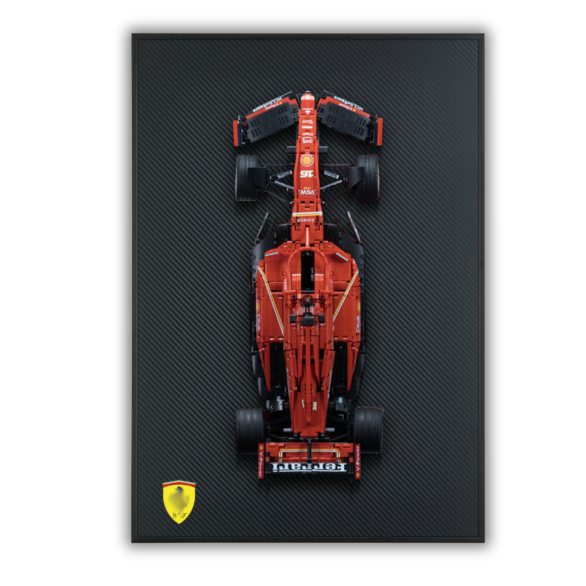 Acrylic Top-Speed Carbon Fiber Black Wall Mount Display Frame for LEGO® Technic™ Limited Carbon Fiber Black
