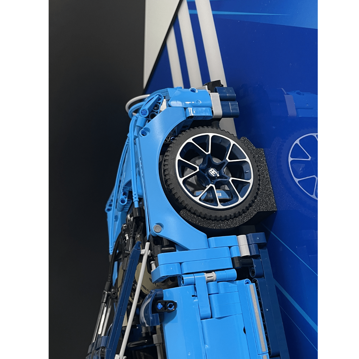 Classic Leather Wall Mount Display for LEGO® Technic™ Bugatti Blue